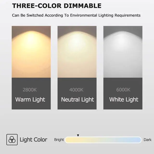 Alt view image 4 of 7 - 52 inch Indoor/Outdoor Ceiling Fans with Lights and Remote Modern LED Smart Ceiling Fan 3-Color Light 6-Speed Timing Reversible DC Motor for Bedroom Living Room Dining Room Patio