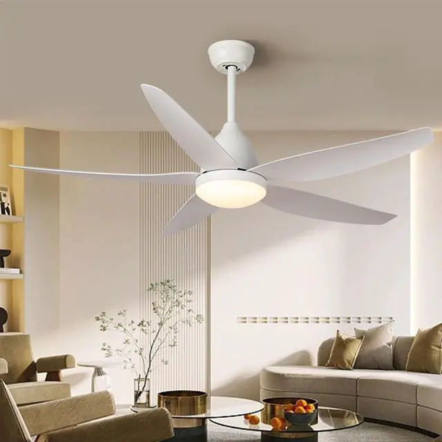 Alt view image 2 of 7 - 52 inch Indoor/Outdoor Ceiling Fans with Lights and Remote Modern LED Smart Ceiling Fan 3-Color Light 6-Speed Timing Reversible DC Motor for Bedroom Living Room Dining Room Patio