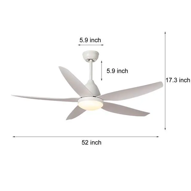 Alt view image 7 of 7 - 52 inch Indoor/Outdoor Ceiling Fans with Lights and Remote Modern LED Smart Ceiling Fan 3-Color Light 6-Speed Timing Reversible DC Motor for Bedroom Living Room Dining Room Patio
