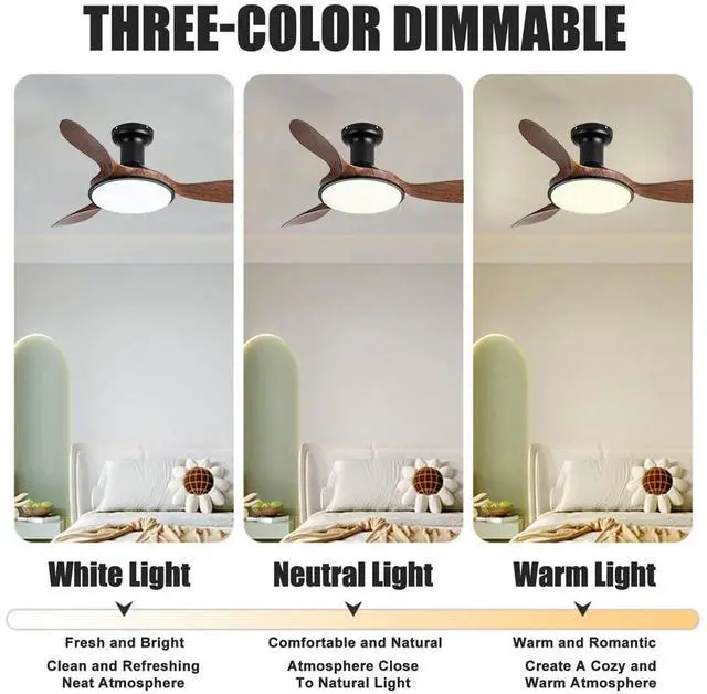 Alt view image 5 of 7 - Modern Ceiling Fans with Lights Flush Mount 42 inch Ceiling Fan with Light and Remote 6 Speed 3 Color Dimmable Smart Ceiling Fans Low Profile Ceiling Fans with Reversible DC Motor for Bedroom