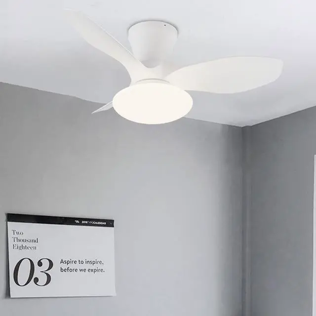 Alt view image 2 of 5 - Modern Remote Ceiling Fan with Lights Simple 32 Inch Small Ceiling Fan with Light LED Smart Dimmable Fan Light Flush Mount Indoor Low Profile Ceiling Fan with Light