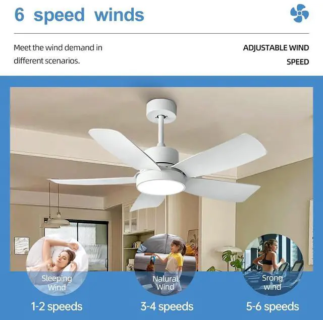 Alt view image 5 of 7 - Ceiling Fan with Lights 3 CCT Modern remote ceiling fans 6 speed Reversible DC motor Boom type ceiling fans with light 42 inch outdoor ceiling fans for Bedroom Living Room Kids Room