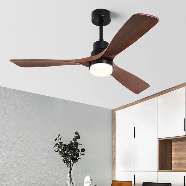 Alt view image 2 of 7 - Wood Ceiling Fan with Lights Industrial Retro 42 inch Ceiling Fan with Light and Remote 3 Color Dimmable, Reversible Mute Farmhouse Ceiling Fan Outdoor Ceiling Fans for patios with Light
