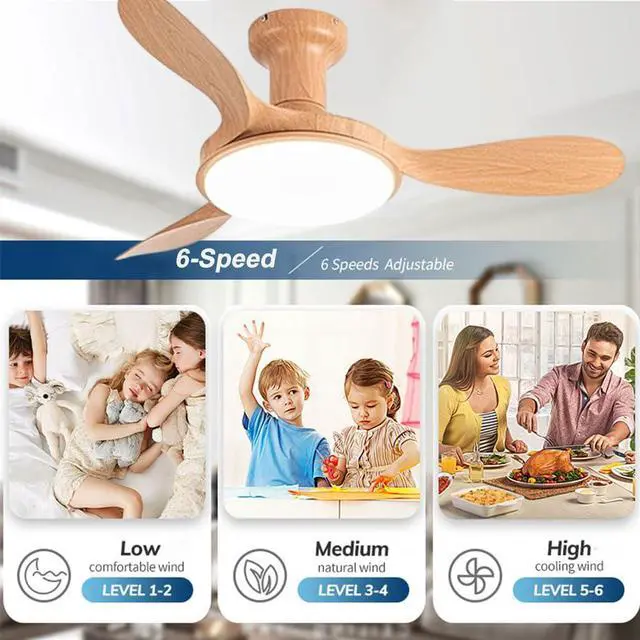 Alt view image 4 of 7 - Modern Ceiling Fans with Lights Flush Mount 42 inch Ceiling Fan with Light and Remote 6 Speed 3 Color Dimmable Smart Ceiling Fans Low Profile Ceiling Fans with Reversible DC Motor for Bedroom