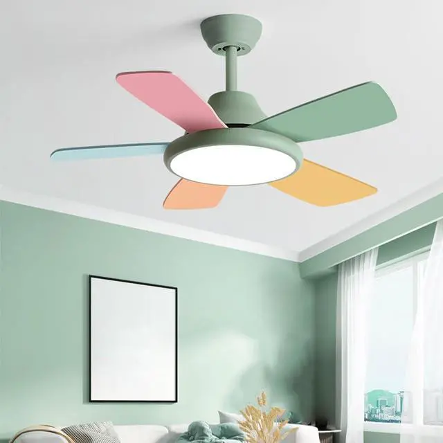 Alt view image 2 of 7 - 36 inch Ceiling Fans with Lights and Remote Modern Kids Room Ceiling Fans with Reversible DC Motor, 6 Speeds, 3 Colors, Noiseless for Indoor/Outdoor Bedroom Patio