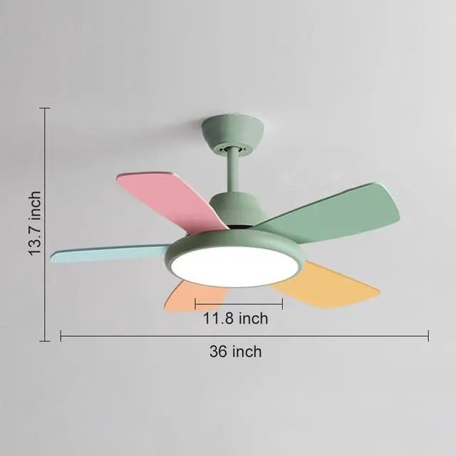 Alt view image 7 of 7 - 36 inch Ceiling Fans with Lights and Remote Modern Kids Room Ceiling Fans with Reversible DC Motor, 6 Speeds, 3 Colors, Noiseless for Indoor/Outdoor Bedroom Patio