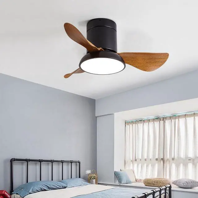 Alt view image 2 of 7 - 28 inch Small Flush Mount Ceiling Fans with Lights Remote Low Profile Modern Ceiling Fans with Lights, 3CCT, Reversible, 6 Speed, Noiseless, for Patio Kitchen Bedroom