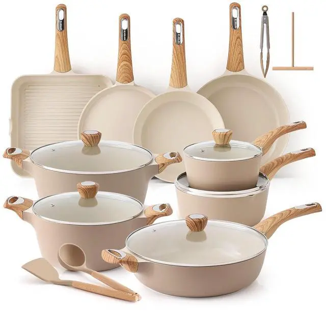 Main image of Ceramic Cookware Sets, Pots and Pans Set Non stick, Non toxic Healthy Induction Cookware, 26 Pcs Nonstick Kitchen Cooking Set, w/Frying Pans Set, Saucepans Set