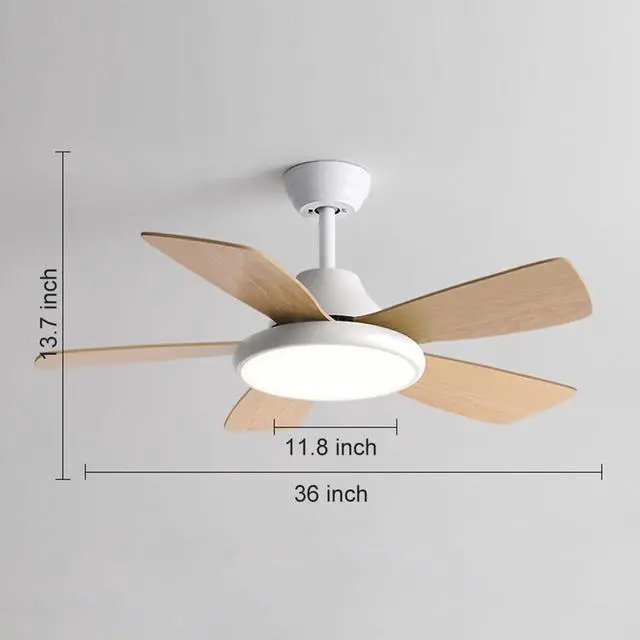 Alt view image 7 of 7 - 36 inch Ceiling Fans with Lights and Remote Modern Kids Room Ceiling Fans with Reversible DC Motor, 6 Speeds, 3 Colors, Noiseless for Indoor/Outdoor Bedroom Patio
