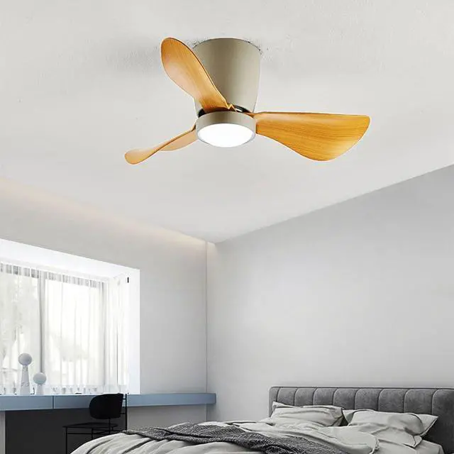 Alt view image 2 of 7 - Simple 24 Inch Ceiling Fan with Lights Flush Mount Modern Ceiling Fan Light Ceiling Fans with Lights and Remote Low Profile Dimmable Ceiling Fans with Lights for Bedroom