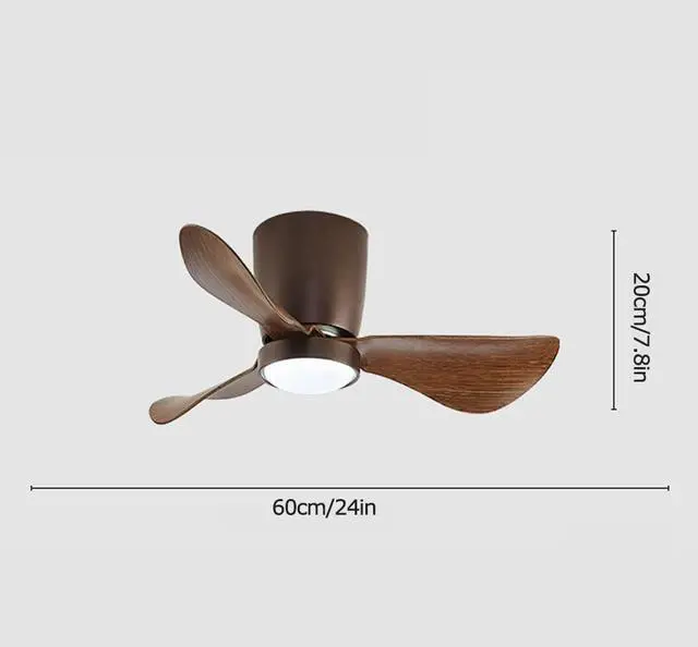 Alt view image 5 of 5 - Simple 24 Inch Ceiling Fan with Lights Flush Mount Modern Ceiling Fan Light Ceiling Fans with Lights and Remote Low Profile Dimmable Ceiling Fans with Lights for Bedroom