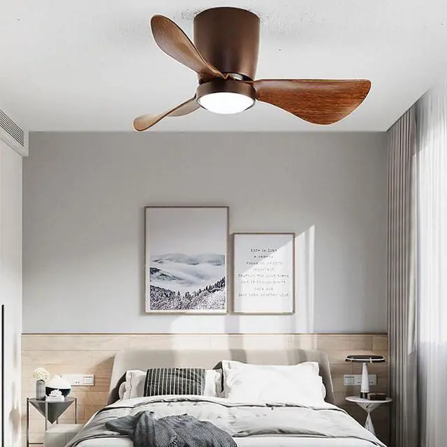 Alt view image 2 of 5 - Simple 24 Inch Ceiling Fan with Lights Flush Mount Modern Ceiling Fan Light Ceiling Fans with Lights and Remote Low Profile Dimmable Ceiling Fans with Lights for Bedroom