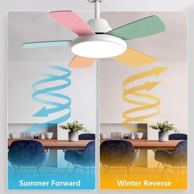 Alt view image 5 of 7 - 36 inch Ceiling Fans with Lights and Remote Modern Kids Room Ceiling Fans with Reversible DC Motor, 6 Speeds, 3 Colors, Noiseless for Indoor/Outdoor Bedroom Patio