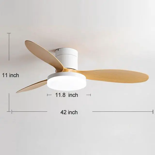 Alt view image 7 of 7 - Flush Mount 42 inch Ceiling Fan with Lights, Low Profile Ceiling Fan with Light and Remote, Reversible Quiet DC Motor, 6 Speed, Dimmable Modern Ceiling Fans for Bedroom/Farmhouse/Patio/Indoor