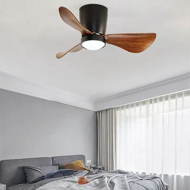 Alt view image 2 of 5 - Simple 24 Inch Ceiling Fan with Lights Flush Mount Modern Ceiling Fan Light Ceiling Fans with Lights and Remote Low Profile Dimmable Ceiling Fans with Lights for Bedroom