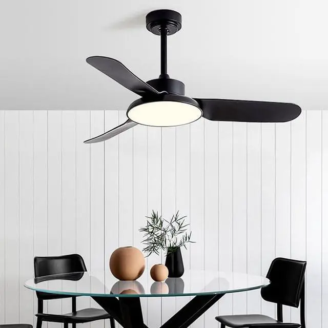 Alt view image 2 of 6 - Modern 3 Color Ceiling Fan with Lights Mute Flush Mount Ceiling Fan Light Low Profile 45 Inch Ceiling Fan for Bedroom LED Ceiling Fans with Lights and Remote Outdoor Ceiling Fans for Patios