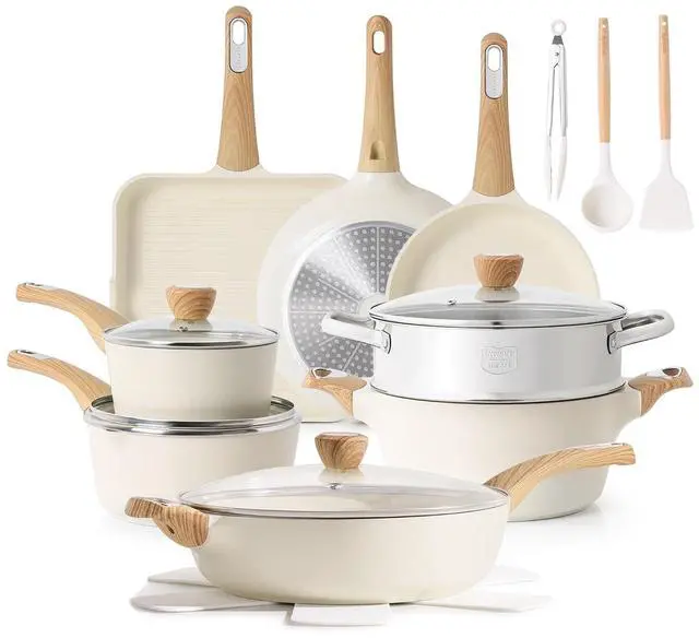 Main image of Ceramic Cookware Sets, Pots and Pans Set Nonstick, 20-Piece Induction Cookware, Non-toxic Healthy Non Stick Kitchen Cooking Set with Stay-Cool Handles, PFAS PTFE PFOA PFOS Free