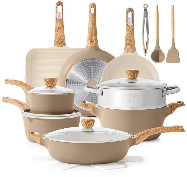 Main image of Ceramic Cookware Sets, Pots and Pans Set Nonstick, 20-Piece Induction Cookware, Non-toxic Healthy Non Stick Kitchen Cooking Set with Stay-Cool Handles, PFAS PTFE PFOA PFOS Free