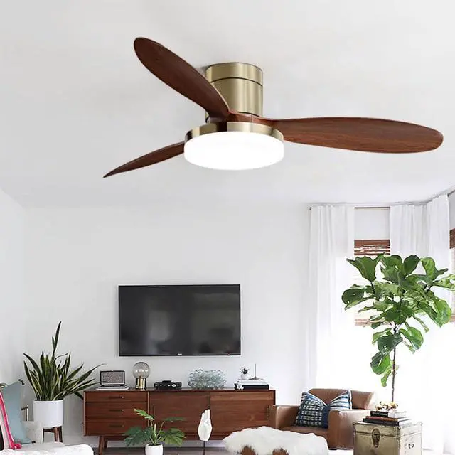 Alt view image 2 of 7 - Flush Mount 42 inch Ceiling Fan with Lights, Low Profile Ceiling Fan with Light and Remote, Reversible Quiet DC Motor, 6 Speed, Dimmable Modern Ceiling Fans for Bedroom/Farmhouse/Patio/Indoor