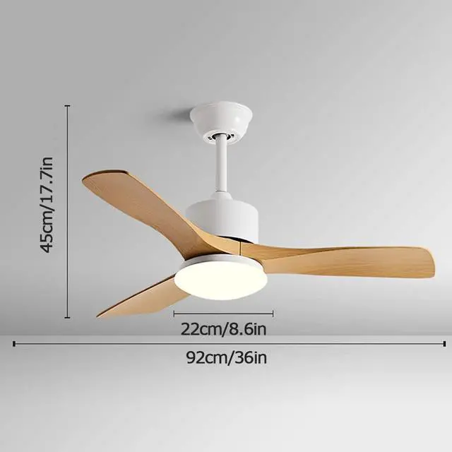 Alt view image 5 of 5 - 36 Inch Ceiling Fans with Lights and Remote Imitation Wood Small Ceiling Fan with Light Modern Simple Low Profile Ceiling Fan with Light 6 Speed 3 Color Mute Fan Light