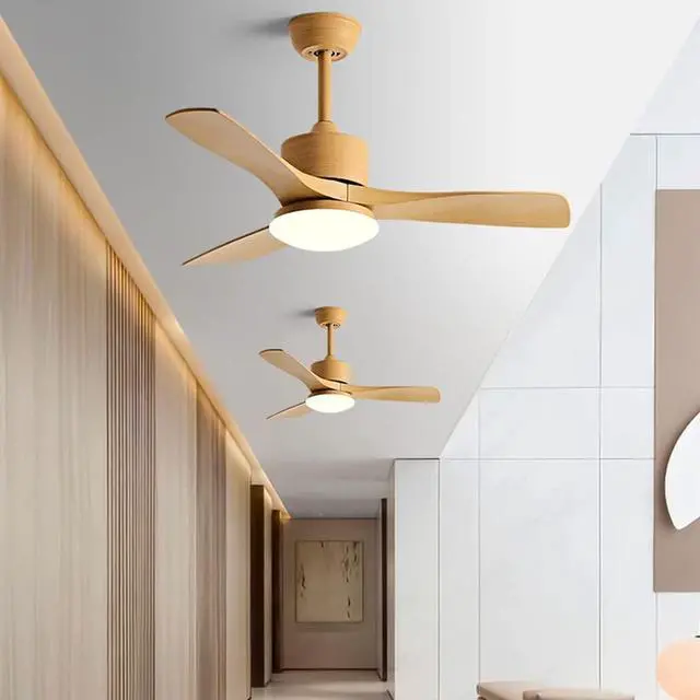 Alt view image 2 of 5 - 36 Inch Ceiling Fans with Lights and Remote Imitation Wood Small Ceiling Fan with Light Modern Simple Low Profile Ceiling Fan with Light 6 Speed 3 Color Mute Fan Light