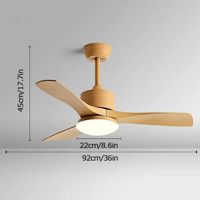 Alt view image 5 of 5 - 36 Inch Ceiling Fans with Lights and Remote Imitation Wood Small Ceiling Fan with Light Modern Simple Low Profile Ceiling Fan with Light 6 Speed 3 Color Mute Fan Light