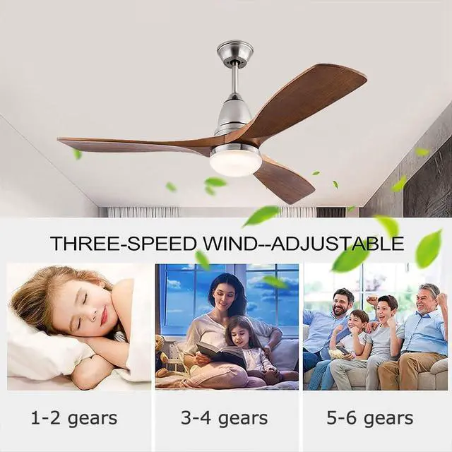 Alt view image 6 of 7 - Ceiling Fans with Lights 42 inch Nickel Color Ceiling Fan with Lights and Remote LED Ceiling Fan Dimmable 3-Color Temperatures 6-Speed, Quiet Modern Ceiling Fan for Bedroom Indoor/Outdoor Use