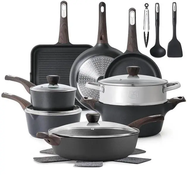 Alt view image 3 of 7 - 14 Pcs Non Stick Kitchen Cooking Set,20 Pcs Induction Cookware Sets, Non-toxic Healthy Non Stick Kitchen Cooking Set, PFOA PFOS Free