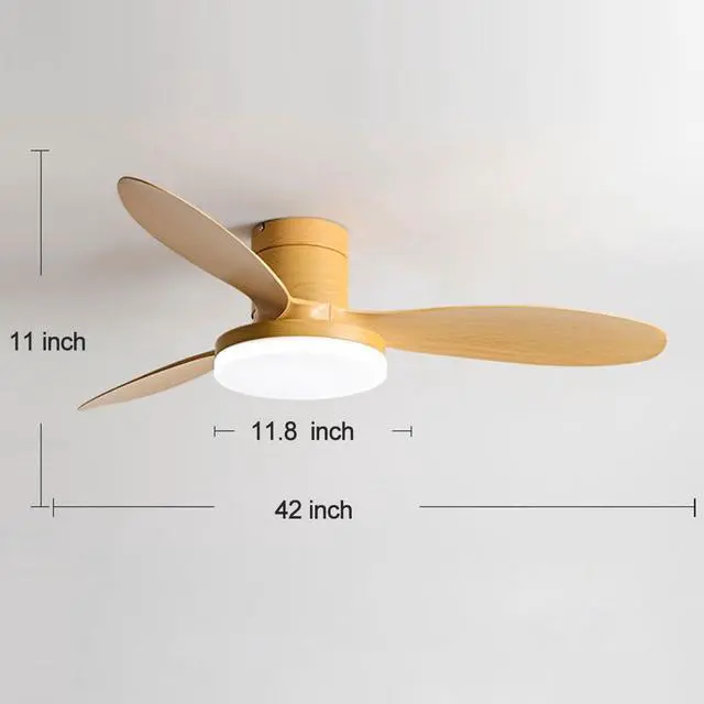 Alt view image 7 of 7 - Flush Mount 42 inch Ceiling Fan with Lights, Low Profile Ceiling Fan with Light and Remote, Reversible Quiet DC Motor, 6 Speed, Dimmable Modern Ceiling Fans for Bedroom/Farmhouse/Patio/Indoor