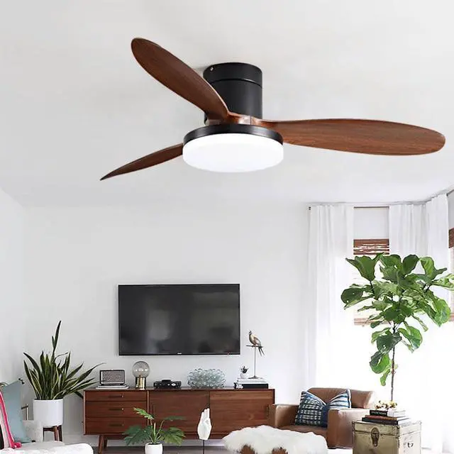 Alt view image 2 of 7 - Flush Mount 42 inch Ceiling Fan with Lights, Low Profile Ceiling Fan with Light and Remote, Reversible Quiet DC Motor, 6 Speed, Dimmable Modern Ceiling Fans for Bedroom/Farmhouse/Patio/Indoor