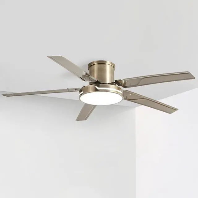 Main image of Antique Ceiling Fan with Lights Stainless Steel Flush Mount Ceiling Fan 42 Inch Low Profile Remote Ceiling Fan Light LED Mute Ceiling Fans with Lights for Bedroom
