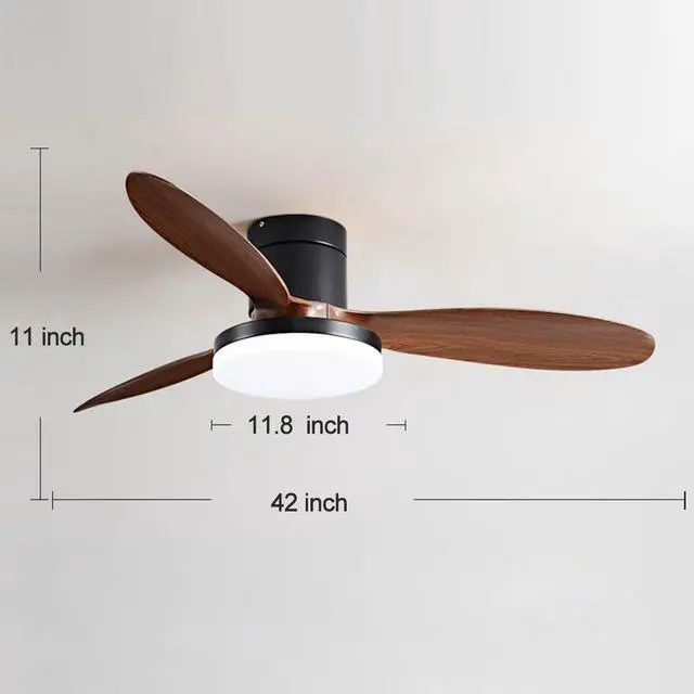 Alt view image 7 of 7 - Flush Mount 42 inch Ceiling Fan with Lights, Low Profile Ceiling Fan with Light and Remote, Reversible Quiet DC Motor, 6 Speed, Dimmable Modern Ceiling Fans for Bedroom/Farmhouse/Patio/Indoor