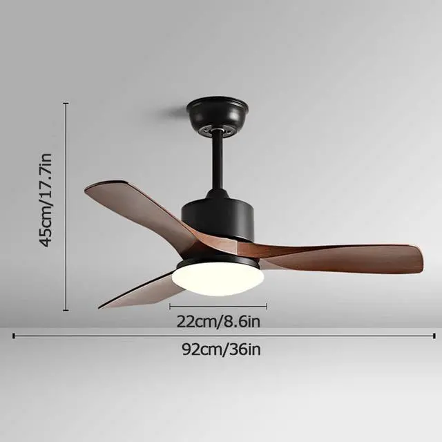 Alt view image 7 of 7 - 36 Inch Ceiling Fans with Lights and Remote Imitation Wood Small Ceiling Fan with Light Modern Simple Low Profile Ceiling Fan with Light 6 Speed 3 Color Mute Fan Light