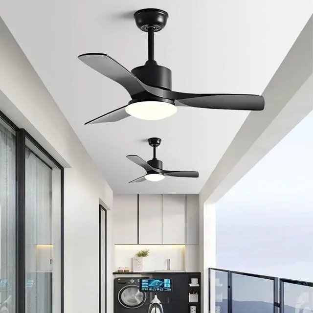 Alt view image 2 of 5 - 36 Inch Ceiling Fans with Lights and Remote Imitation Wood Small Ceiling Fan with Light Modern Simple Low Profile Ceiling Fan with Light 6 Speed 3 Color Mute Fan Light