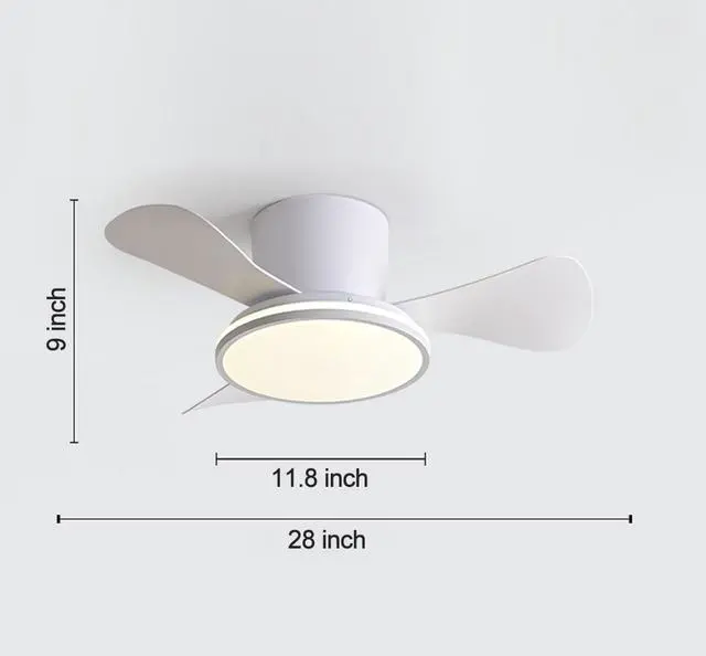 Alt view image 7 of 7 - 28 inch Ceiling Fan with Lights Modern Low Profile Flush Mount Ceiling Fan with Lights and Remote, Reversible Quiet DC Motor, 6 Speed, Dimmable, for Kitchen Bedroom Dining room Patio