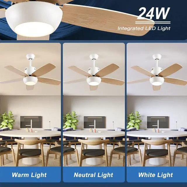 Alt view image 4 of 7 - Modern Ceiling Fan With Light and Remote 42 inch Indoor/Outdoor Ceiling Fans with Lights Reversible DC Motors, 3CCT Dimmable Timer Noiseless Ceiling Fans for Bedroom Living Room Patio
