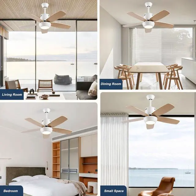 Alt view image 7 of 7 - Modern Ceiling Fan With Light and Remote 42 inch Indoor/Outdoor Ceiling Fans with Lights Reversible DC Motors, 3CCT Dimmable Timer Noiseless Ceiling Fans for Bedroom Living Room Patio