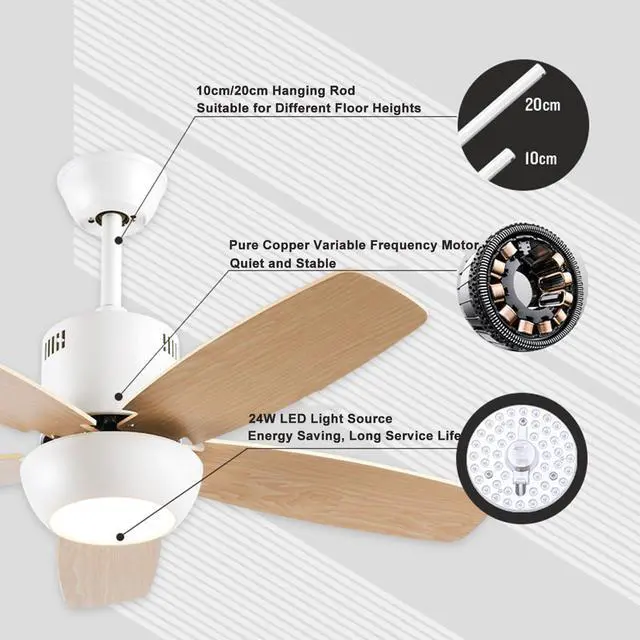 Alt view image 6 of 7 - Modern Ceiling Fan With Light and Remote 42 inch Indoor/Outdoor Ceiling Fans with Lights Reversible DC Motors, 3CCT Dimmable Timer Noiseless Ceiling Fans for Bedroom Living Room Patio