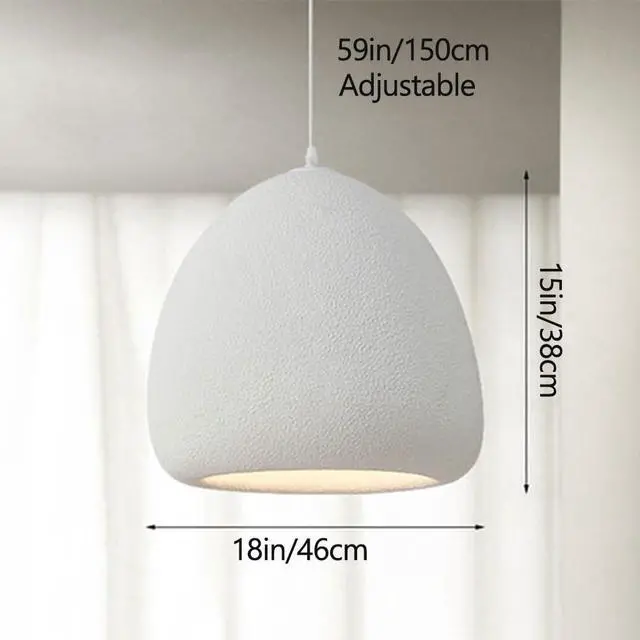 Alt view image 7 of 7 - Indoor Wabi-Sabi Style Pendant Light Concrete Finish Polystyrene Modern Pendant Lamp E26 Bird Nest Shape Kitchen Island Hanging Light for Kitchen Island Bedroom Dining Lighting