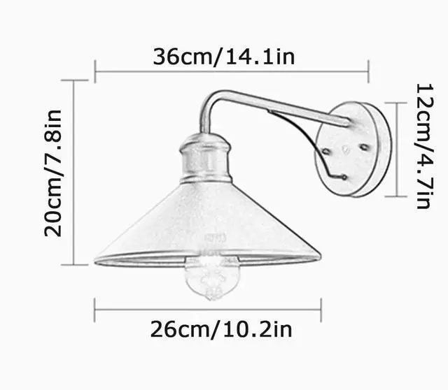 Alt view image 7 of 7 - Simple Vintage Gooseneck Barn Light Outdoor Anti-Rust Waterproof Porch Wall Light Fixtures Iron 10.2 Inch Wall Mount Lighting Luminaire for Garage Patio Doorway