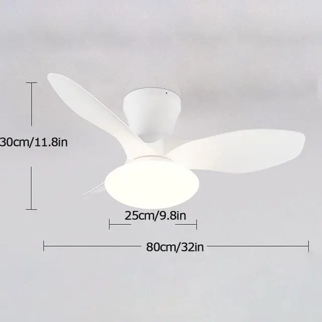 Alt view image 5 of 5 - Modern Remote Ceiling Fan with Lights Simple 32 Inch Small Ceiling Fan with Light LED Smart Dimmable Fan Light Flush Mount Indoor Low Profile Ceiling Fan with Light