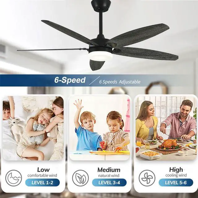 Alt view image 3 of 7 - 36 inch Smart Ceiling Fan with Lights and Remote, Modern Simple Ceiling Fans with Lights, 6 Speed Reversible Quiet DC Motor, 3CCT for Bedroom Living Room Kids Room