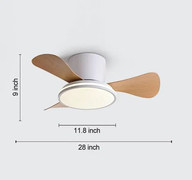 Alt view image 7 of 7 - 28 inch Ceiling Fan with Lights Modern Low Profile Flush Mount Ceiling Fan with Lights and Remote, Reversible Quiet DC Motor, 6 Speed, Dimmable, for Kitchen Bedroom Dining room Patio