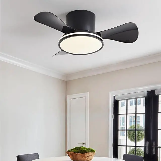 Alt view image 2 of 7 - 28 inch Ceiling Fan with Lights Modern Low Profile Flush Mount Ceiling Fan with Lights and Remote, Reversible Quiet DC Motor, 6 Speed, Dimmable, for Kitchen Bedroom Dining room Patio