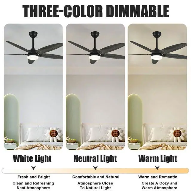 Alt view image 4 of 7 - 36 inch Smart Ceiling Fan with Lights and Remote, Modern Simple Ceiling Fans with Lights, 6 Speed Reversible Quiet DC Motor, 3CCT for Bedroom Living Room Kids Room