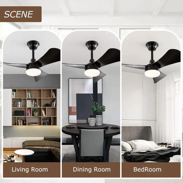 Alt view image 6 of 7 - 30 inch Ceiling Fans with Lights Modern Remote Control Quiet Ceiling Fans with Lights Dimmable 3 Color LED,6 Speed Reversible DC Motor,3 Blades Ceiling Fan for Bedroom Living Room