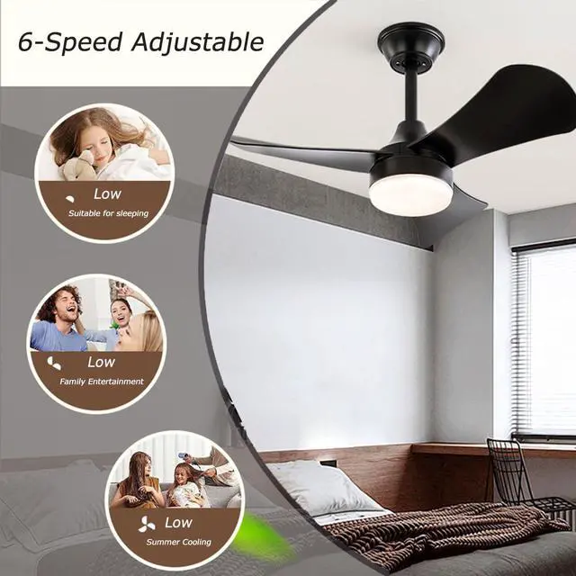 Alt view image 4 of 7 - 30 inch Ceiling Fans with Lights Modern Remote Control Quiet Ceiling Fans with Lights Dimmable 3 Color LED,6 Speed Reversible DC Motor,3 Blades Ceiling Fan for Bedroom Living Room