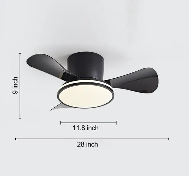 Alt view image 7 of 7 - 28 inch Ceiling Fan with Lights Modern Low Profile Flush Mount Ceiling Fan with Lights and Remote, Reversible Quiet DC Motor, 6 Speed, Dimmable, for Kitchen Bedroom Dining room Patio
