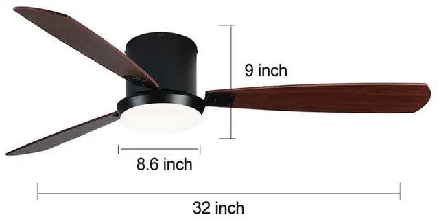 Alt view image 7 of 7 - Flush Mount Ceiling Fan with Lights and Remote, 32 inch Low Profile Indoor Ceiling Fan with Lights, LED Dimmable 6 Speeds DC Reversible Modern Ceiling Fan for Bedroom