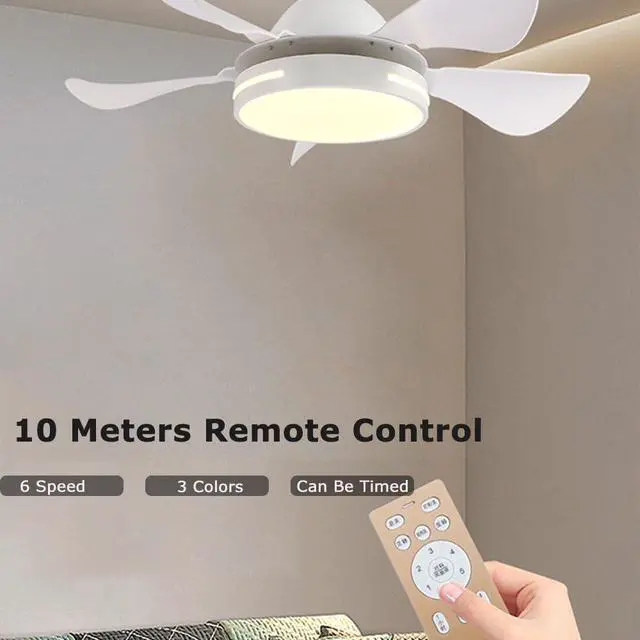 Alt view image 3 of 7 - Simple Indoor Ceiling Fan with Lights Low Profile 36 Inch Ceiling Fan Light LED 3 Color Dimmable Remote Ceiling Fan Mute Ceiling Fans with Light for Bedroom Living Room